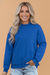 Solid Mock Neck Drop Shoulder Oversize Sweatshirt