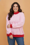 Plus Size Colorblock Contrast Trim Long Sleeve Sweatshirt