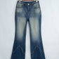 Solid Denim Flare Leg Jeans w/ Pockets