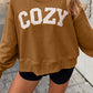 Pink Stay Salty Embroidered Long Sleeve Stand Neck Shift Pullover Sweatshirt