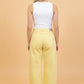 Solid Denim Grommet Tie Waist Barrel Leg Jeans