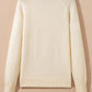 Solid Buttoned Bishop Long Sleeve Crew Neck Sweater