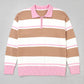 Stripe Colorblock V-Neck Long Sleeve Tunic Sweater