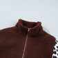 Leopard Patchwork Fleece Zip-Up Collared Jacket