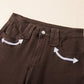 Western Arrow Embroidered Button Fly Straight Leg Jeans