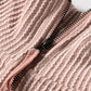 Corded Knit Zipper Collar Drop Shoulder Long Sleeve Top