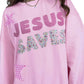 Pink Patchwork Stars Plaid Unique Floral Letters Baggy Sweatshirt