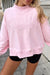 Pink Stay Salty Embroidered Long Sleeve Stand Neck Shift Pullover Sweatshirt