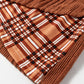 Plaid Patchwork Ribbed Knit Drawstring Hooded Top