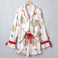 Christmas Bow Tie Long Sleeve Top & Shorts Pajama Set