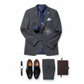 Elegant charcoal grey men's slim-fit suit on white background — Father's Day gift