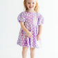 Periwinkle Heart Puff Sleeve Sequin Dress