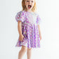Periwinkle Heart Puff Sleeve Sequin Dress