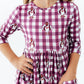 Virginia Tech Plaid Hokie 3/4 Sleeve Pocket Twirl Dress