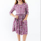 Virginia Tech Plaid Hokie 3/4 Sleeve Pocket Twirl Dress