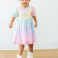 Ombre Puff Sleeve Sequin Dress