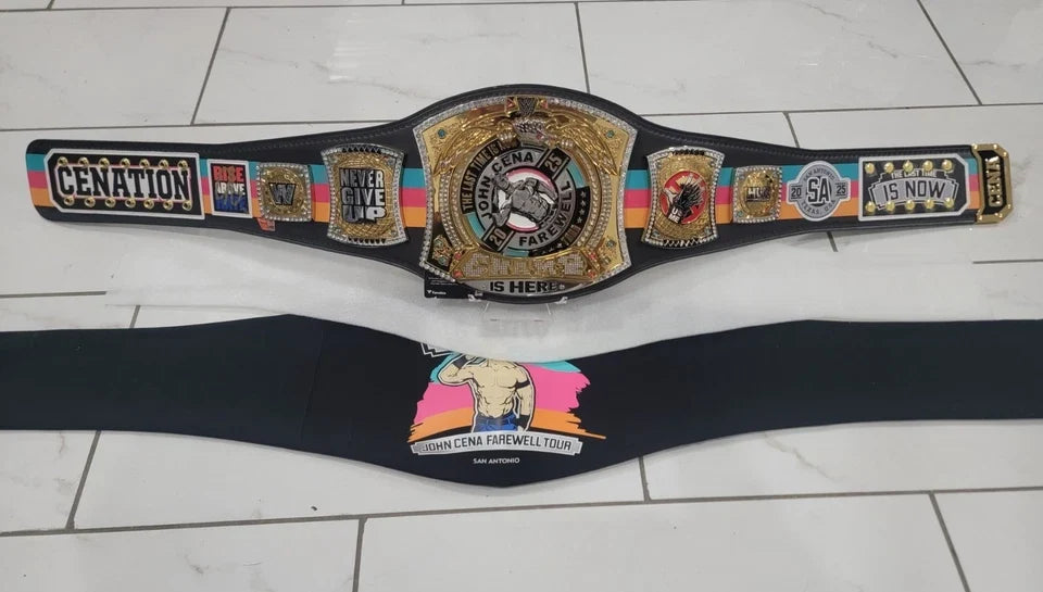 John Cena Farewell Tour 2025 San Antonio Autograped Spinner Championship Replica Title Belt