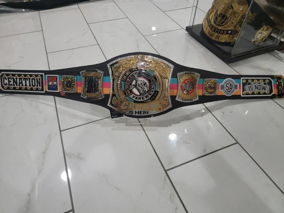 John Cena Farewell Tour 2025 San Antonio Autograped Spinner Championship Replica Title Belt