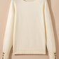 Solid Buttoned Bishop Long Sleeve Crew Neck Sweater